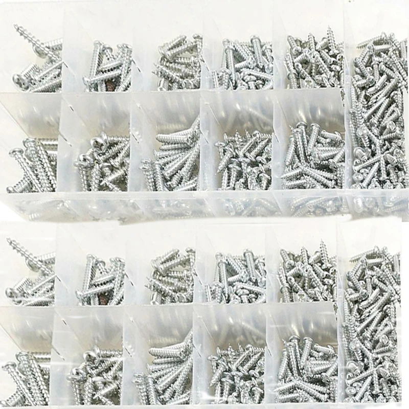 

550Pcs Galvanized Phillips Pan Head Self Tapping Screw Set Wood Thread Nail Screw Assortment Kit DIY Small Screws