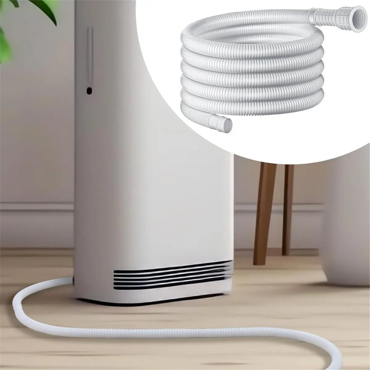 A88M Flexible Drain Hose for Air Conditioners and Dehumidifiers - 3 Meters with Cut-to-Fit Rubber Adapter Clamp