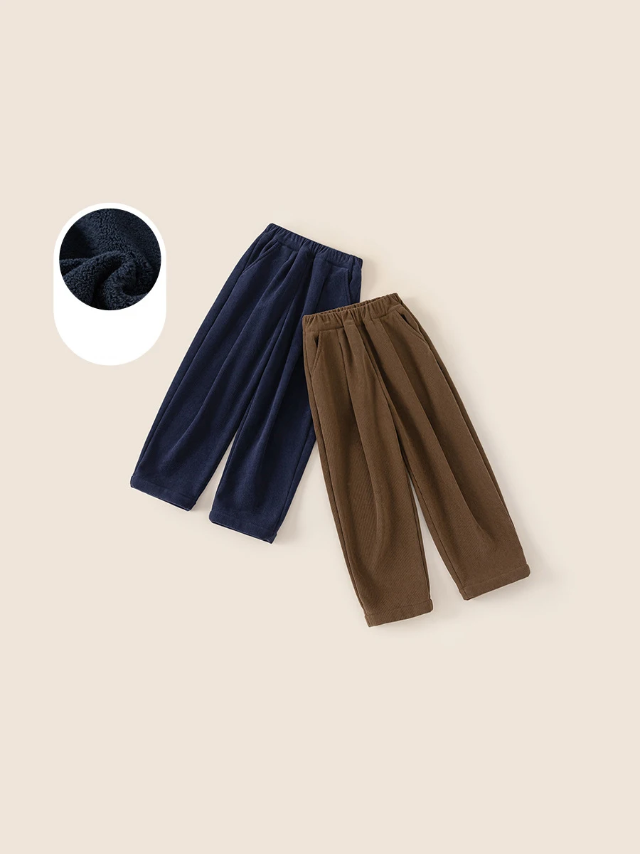 

UNITIM Kids Baby Boy Pant Solid Color Thicken Warm Toddler Kids Boys Straight Pant Elastic Waist Children Boys Corduroy Pant