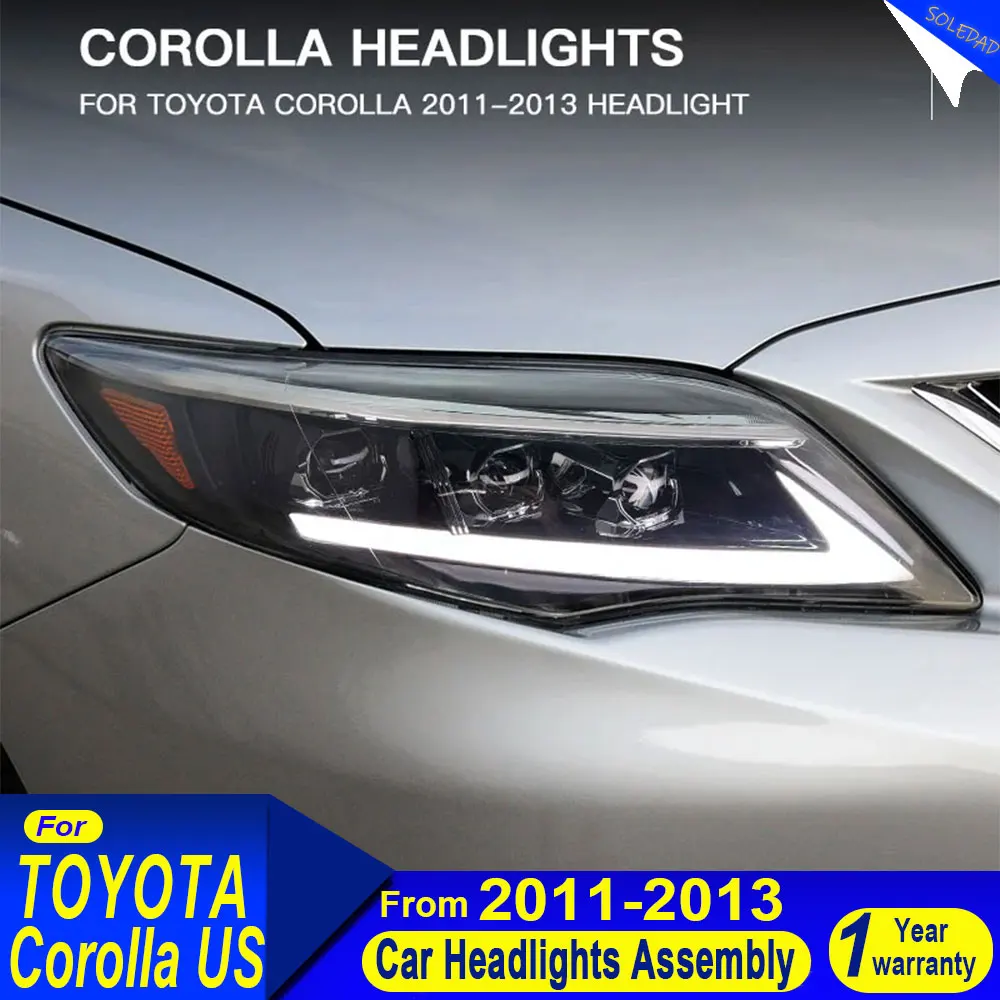 LED Head Lamp for Toyota Corolla LED Headlight 2011-2013 Headlights Corolla DRL Turn Signal High Beam Angel Eye Projector