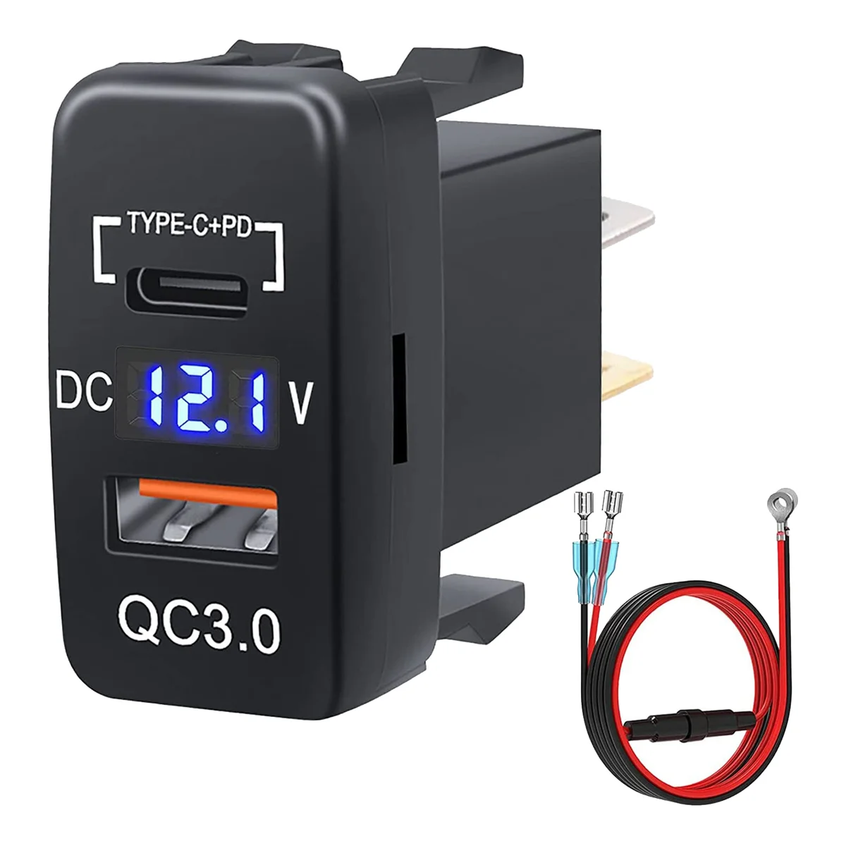 12V-24V USB Outlet Dual Quick Charge 3.0 & PD USB C Port Charger Socket Power Adapter for Car Boat Marine Truck-A