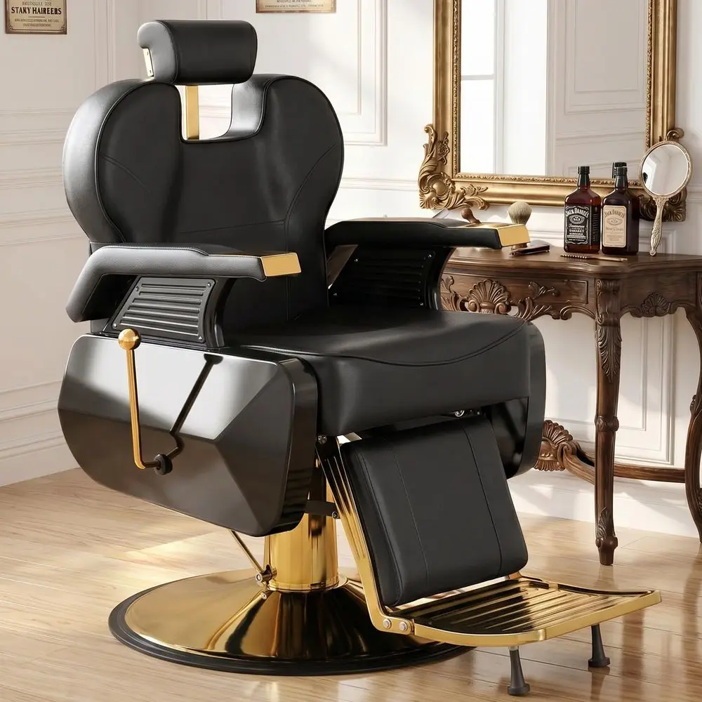 

Cleo Salon Chair for Professional Salons amp Barbershops, Vinyl Upholstery, Seamless Seat for Easy Cleaning, Premium Comfort, H