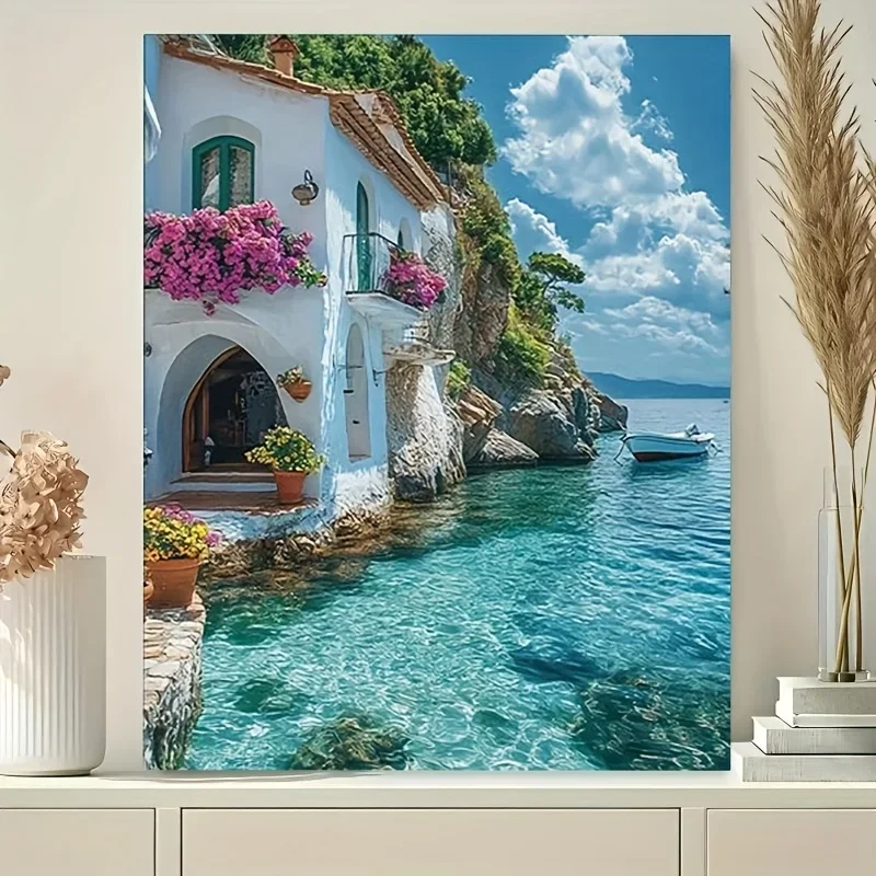 Professional Art Use, 1pc 2D Flat DIY Digital Oil Painting Kit for Adult Beginners - Includes Acrylic Paints, Canvas, 3 Brush