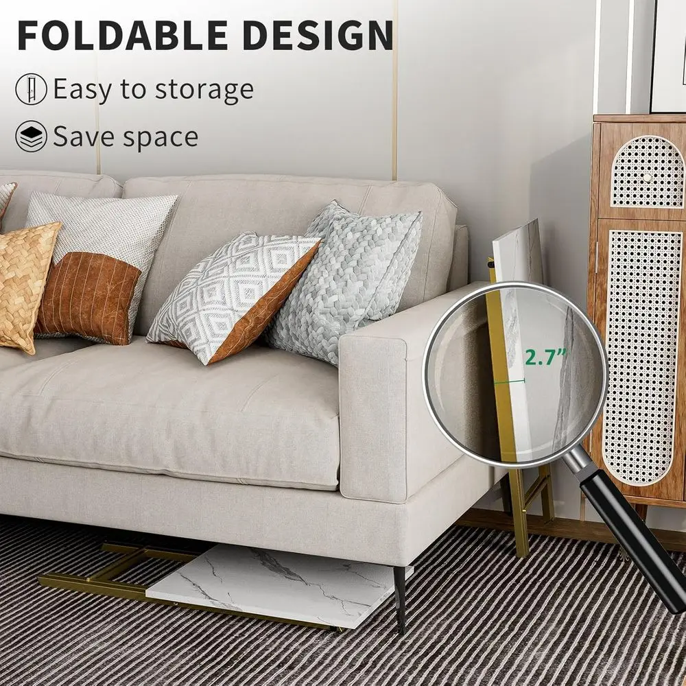 زوج من صواني التلفزيون القابلة للطي مع قمصان قابلة للفصل، مثالية للوجبات الخفيفة والخدمة في مساحات المعيشة، باللون الأبيض