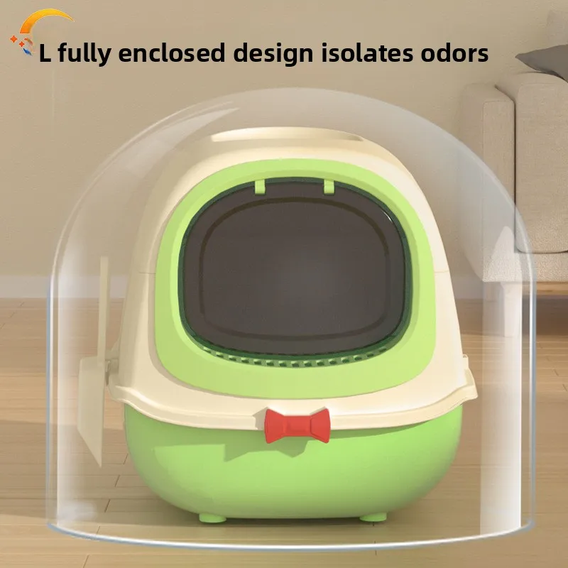 منتجات الحيوانات الأليفة صندوق نفايات القطط صندوق نفايات القطط الكبير مغلق بالكامل الوجه العلوي مرحاض القطط المضادة للرذاذ صندوق نفايات لوازم