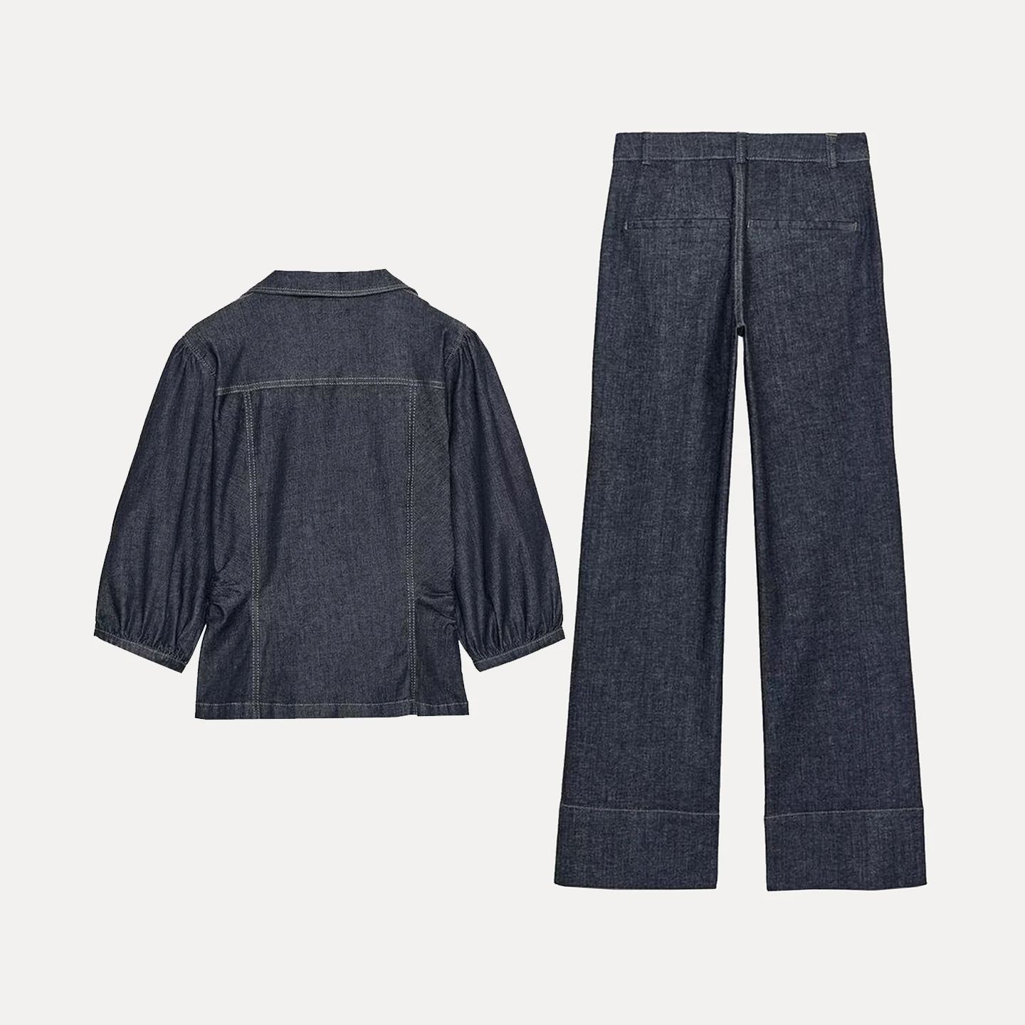 Z 여성용 버블 스웨트 셔츠와 플레어 진 패션 세트 2025 가을 컬렉션 중국 브랜드 성인용 사계절 착용