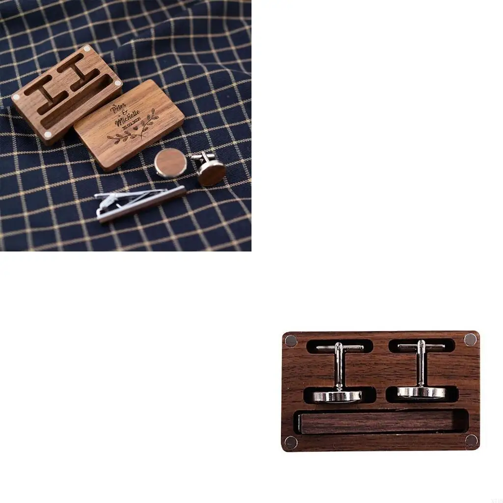 

Деревянная коробка для запонок, зажим для галстука, коробка, шкатулка для драгоценностей, подарок для мальчиков и мужчин