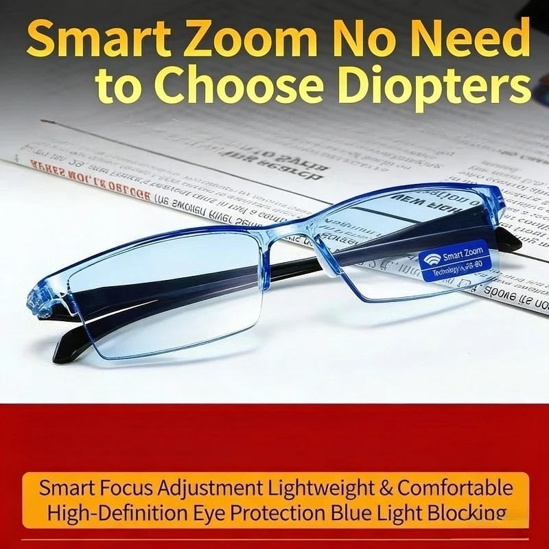 High-tech intelligent adjustable reading glasses, fashionable and portable, equipped with high-definition blue light protection