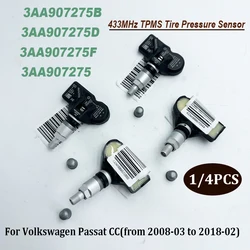 1/4PCS 3AA907275B 3AA907275 TPMS 433MHz Tire Pressure Monitoring Sensor 3AA907275D 3AA907275F For V-olkswagen Passat 2010-2014