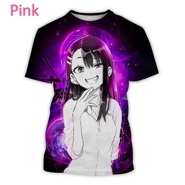 Summer Men and Women Anime Cartoon Sexy Character Nagatoro 3D Printing T-shirt Personalized Hip-hop Fashion Casual T-shirt