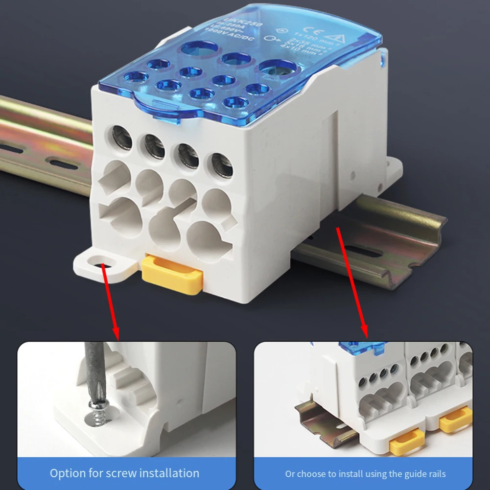 UKK80A Electrical Power Distribution Junction Box Split Terminal Block with 1 Inlet 6 Outlets for Din Rail Mount AC 690V 80A