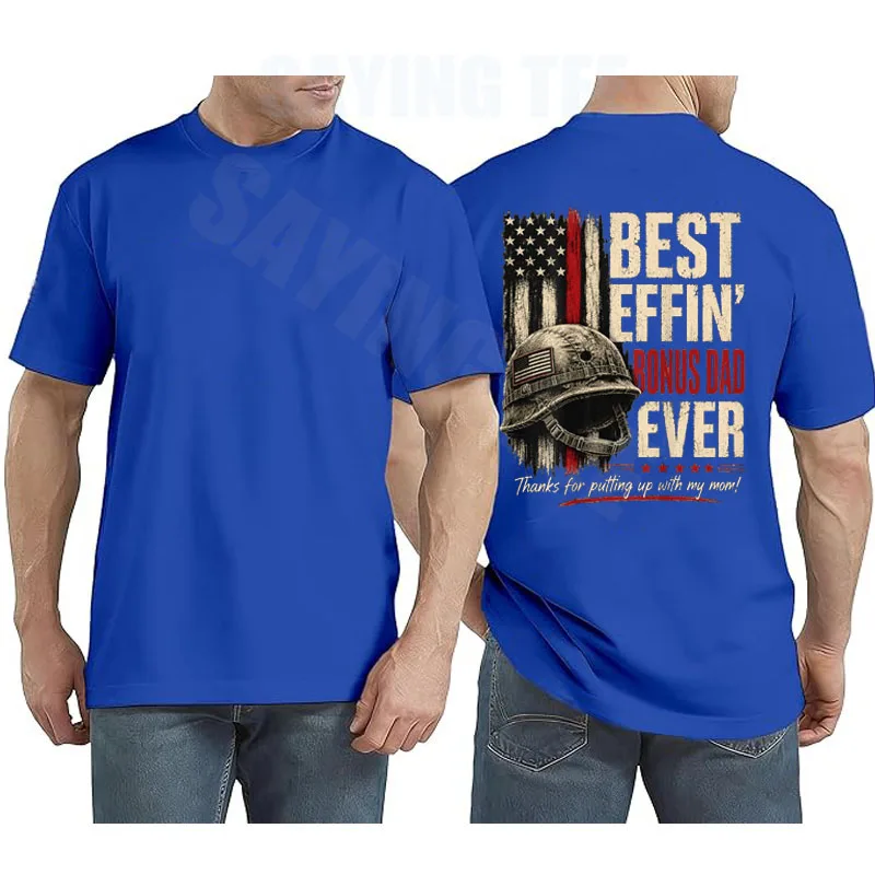 Bestes Effin Bonus Dad Ever Retro Patriotisches Stiefvater-T-Shirt Y2k US-Flaggen-Grafik Herrenbekleidung Ehemann Neuheit Geschenk Baumwollkleidung – Detail 5