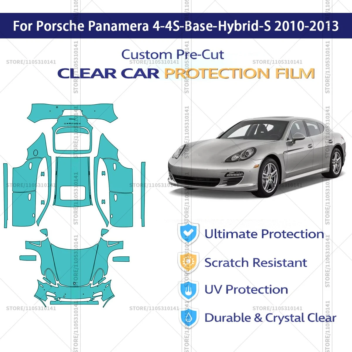 

Защитная пленка PPF для Porsche Panamera 4-4S-Base-Hybrid-S 2010-2013, предварительно вырезанная, прозрачная, автомобильная пленка PPF