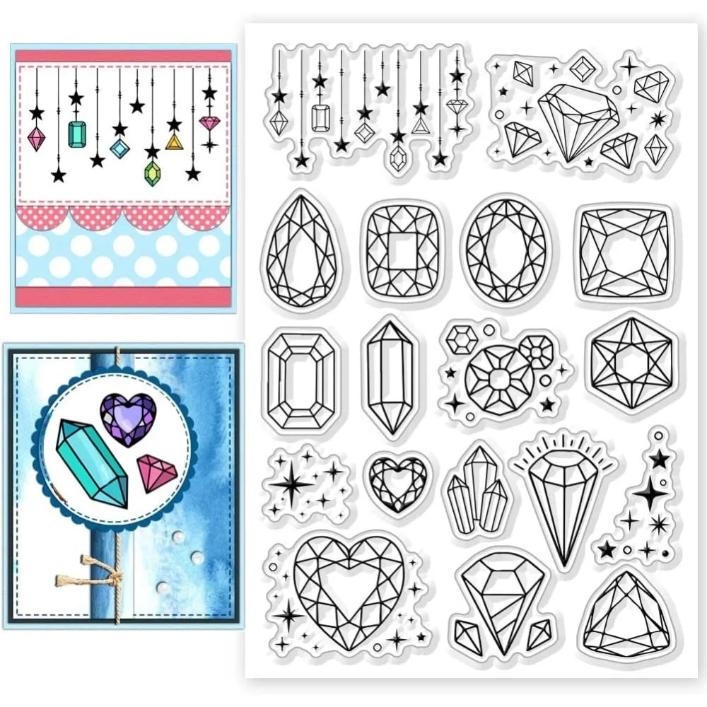 

1 шт., прозрачные штампы с драгоценными камнями, прозрачные штампы со звездами, прозрачные штампы, штампы для изготовления карт
