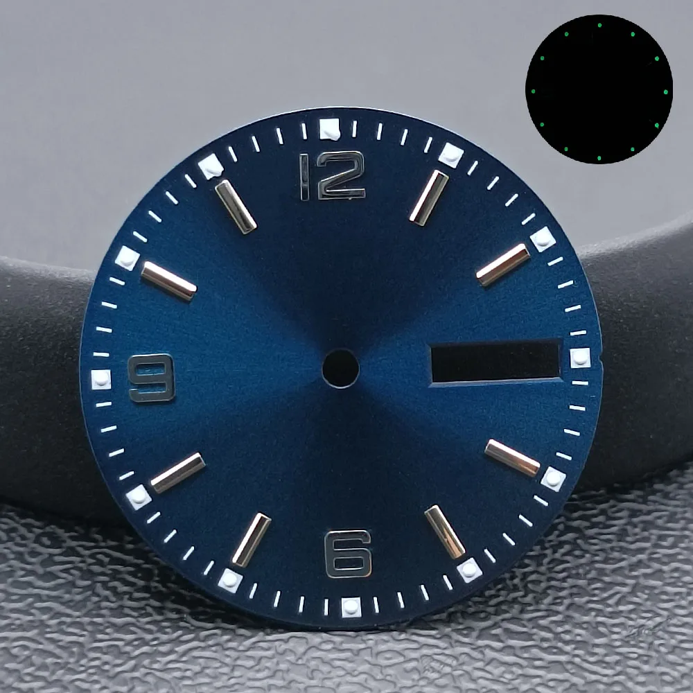 28.5MM dial Dual Calendar Watch Silver/Black/Blue Dial Green Luminous Dial Suitable for NH36 Movement Accessories Watch dial