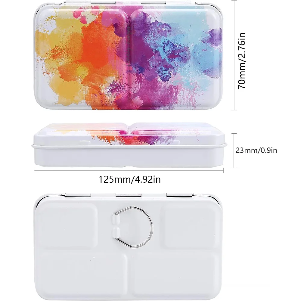 Empty Watercolor Palette Empty Tins Box Palette Paint Case with 14 Empty Half Pans Paint Tray Palette Suitable for Painting