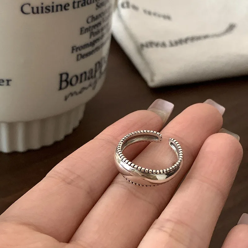 Women's 925 Sterling Silver Graffiti Letter Punk Ring