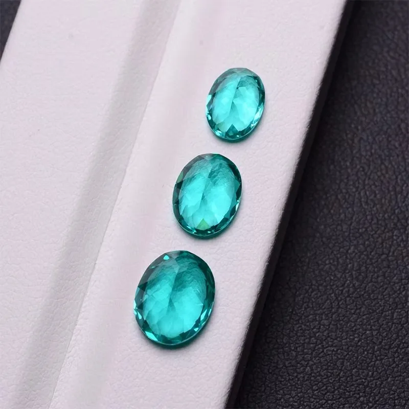 Lab Grown Paraiba Neon Blue Color Oval Cut DIY Charms Jewelry Making Ring Necklace Earrings Main Materials Certificate