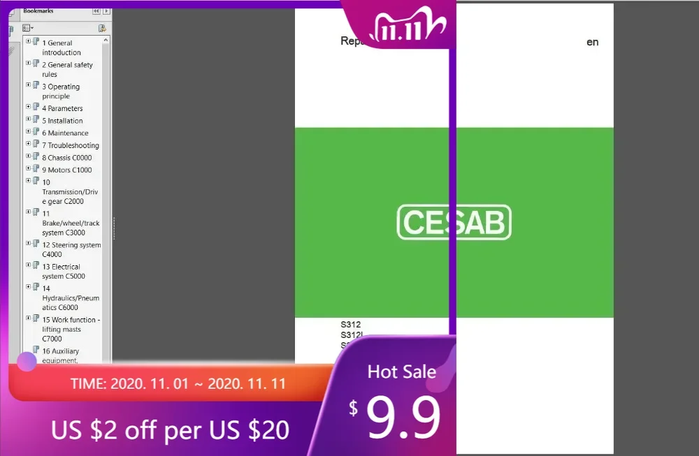 

Каталог запасных частей для вилочного погрузчика AutoCD Cesab и руководство по обслуживанию, полный DVD 28 ГБ