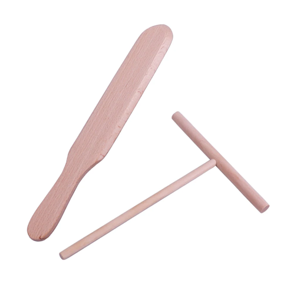 Herramientas para panqueques, esparcidor de crepé de madera, raspador de cocina, espátula para hornear, pastelería, masa Manual, fácil de quitar, borde fino, 2 uds.