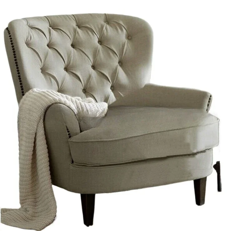 

American single sofa, furniture living room retro fabric soft bag chair cafe hotel leisure