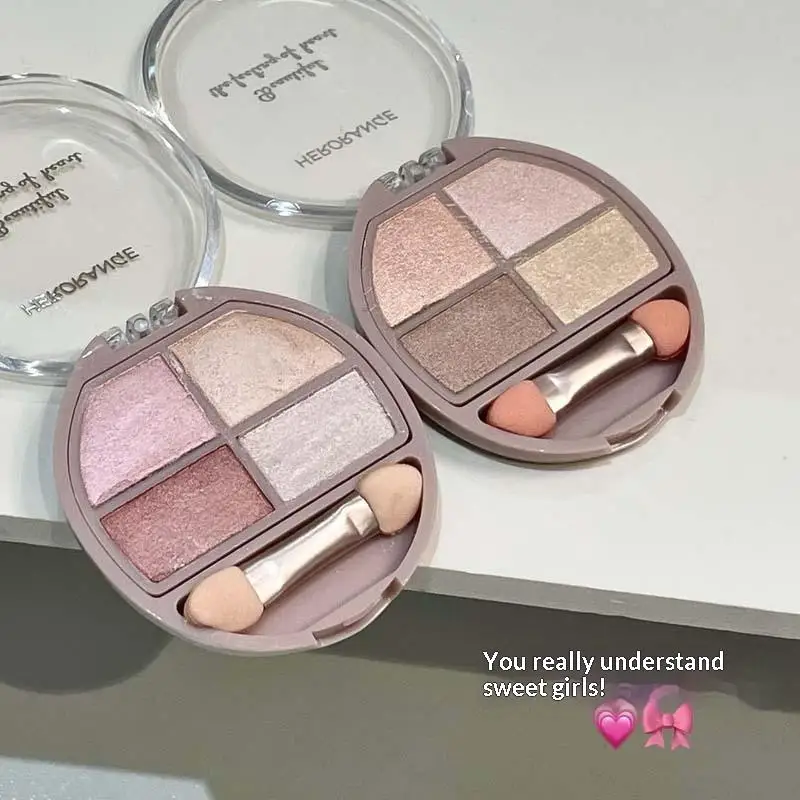 1 Stück HERORANGE 4-Farben-Lidschatten-Palette Schimmer Glitzer Mit Pinsel Natürlicher Augenlid-Schmetterlingskontur-Eyeliner Augen-Make-up Kosmetik