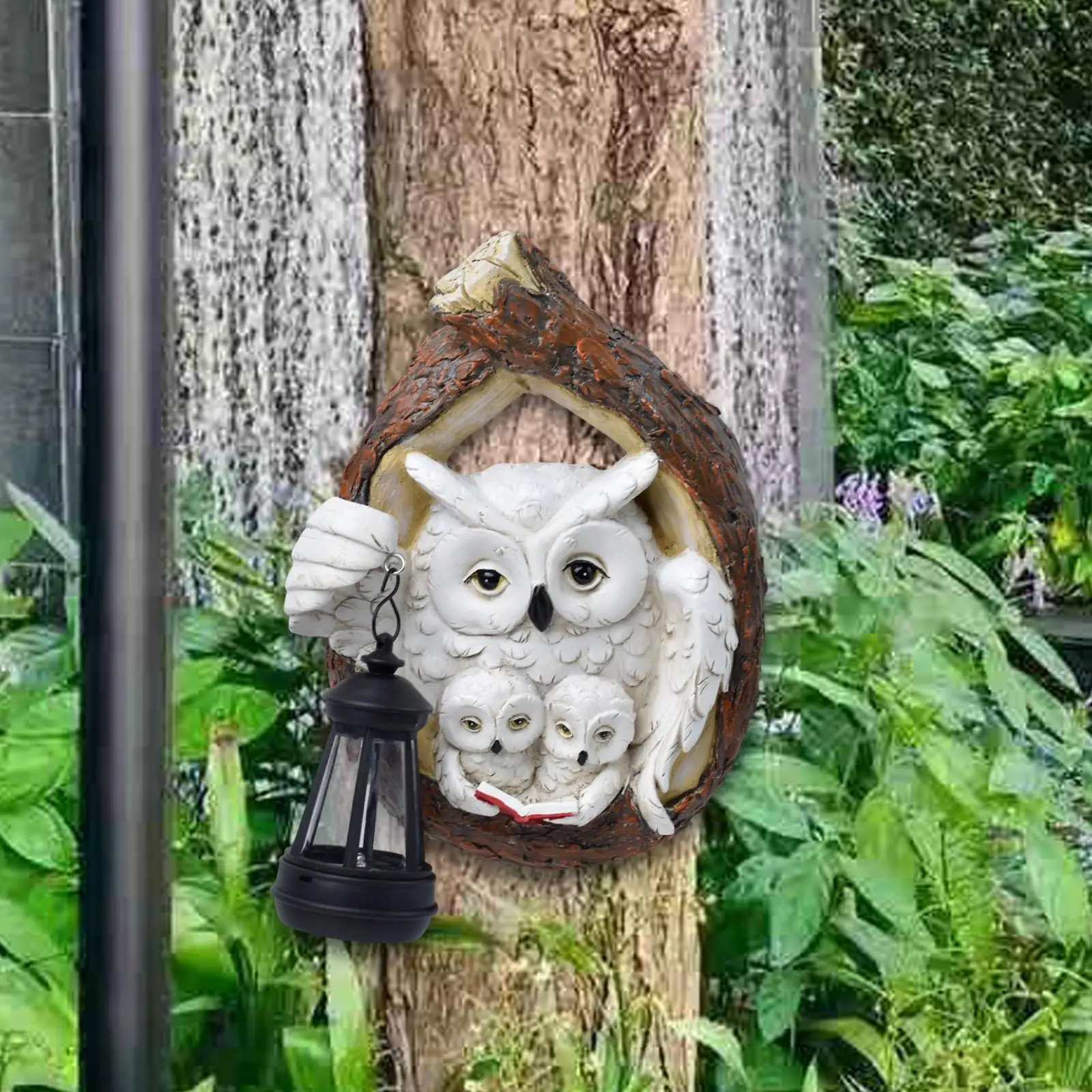 

Owl Family Tree Hugger with Solar Lights Figurine Light for Lawn Yard Garden