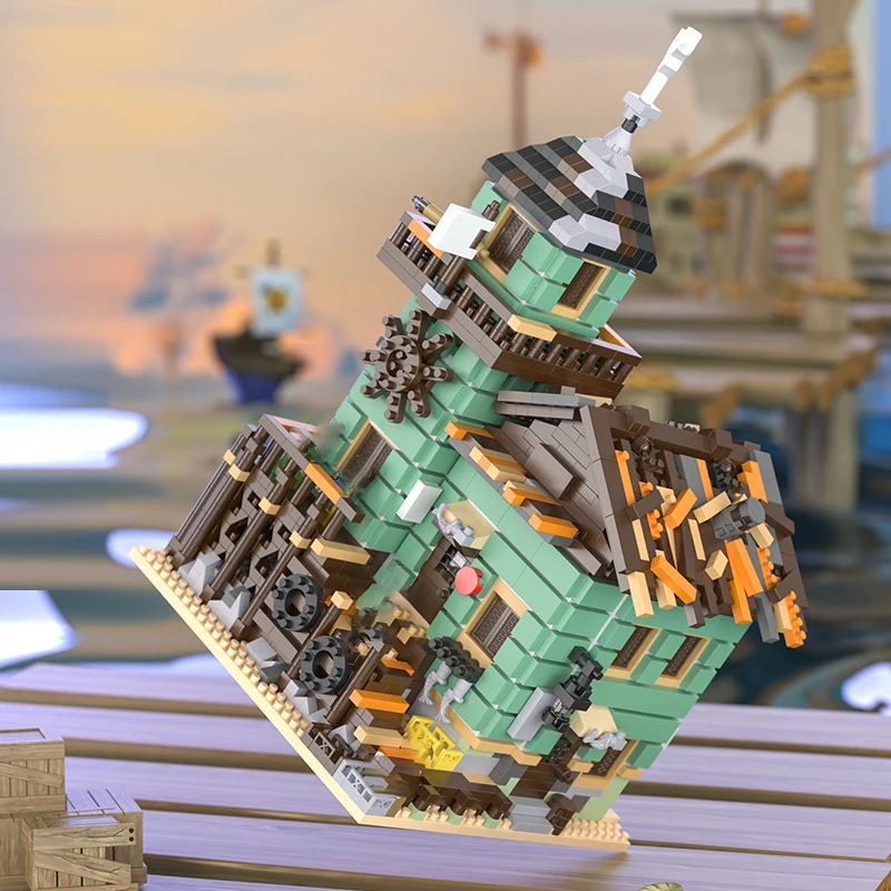 مجموعة مكعبات بناء كوخ قرية الصيد مكونة من 2615 قطعة - مجموعة نماذج بناء الجسيمات الصغيرة الملونة، تطوير مهارات التراص، لعبة بلاستيكية متينة