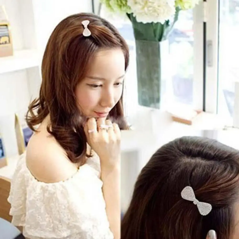 Women Clamp Jewelry Hair Clip Bowknot Rhinestone Hairpin Barrette