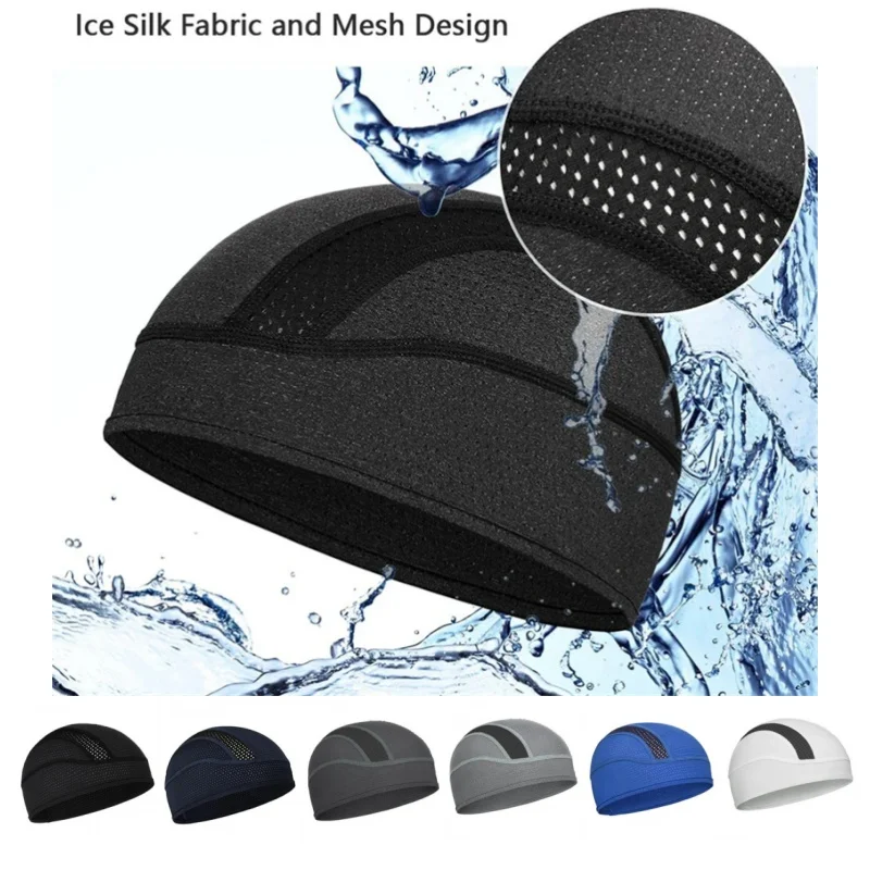 Summer Thin Breathable Mesh Quick Dry Beanie Skull Cap Sports Runing Sweat Absorbent Hat Cycling Under Helmet Liner Anti-UV Hat