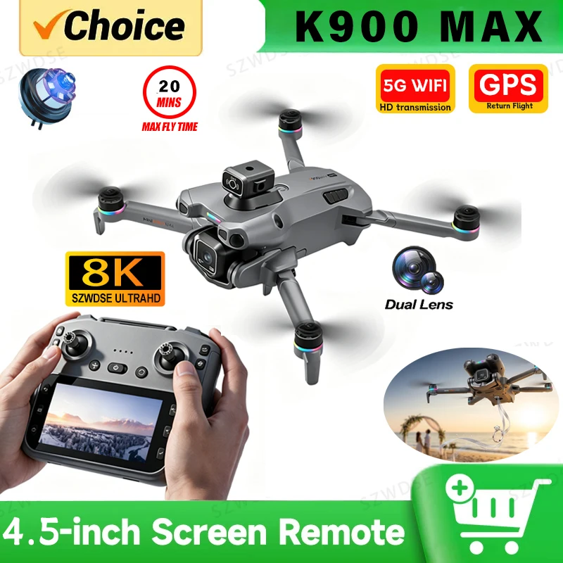 New K900 MAX 8K Professional Drone with Dual Camera WiFi FPV Aerial Photography 360° Obstacle Avoidance Quadcopter airdrop Drone