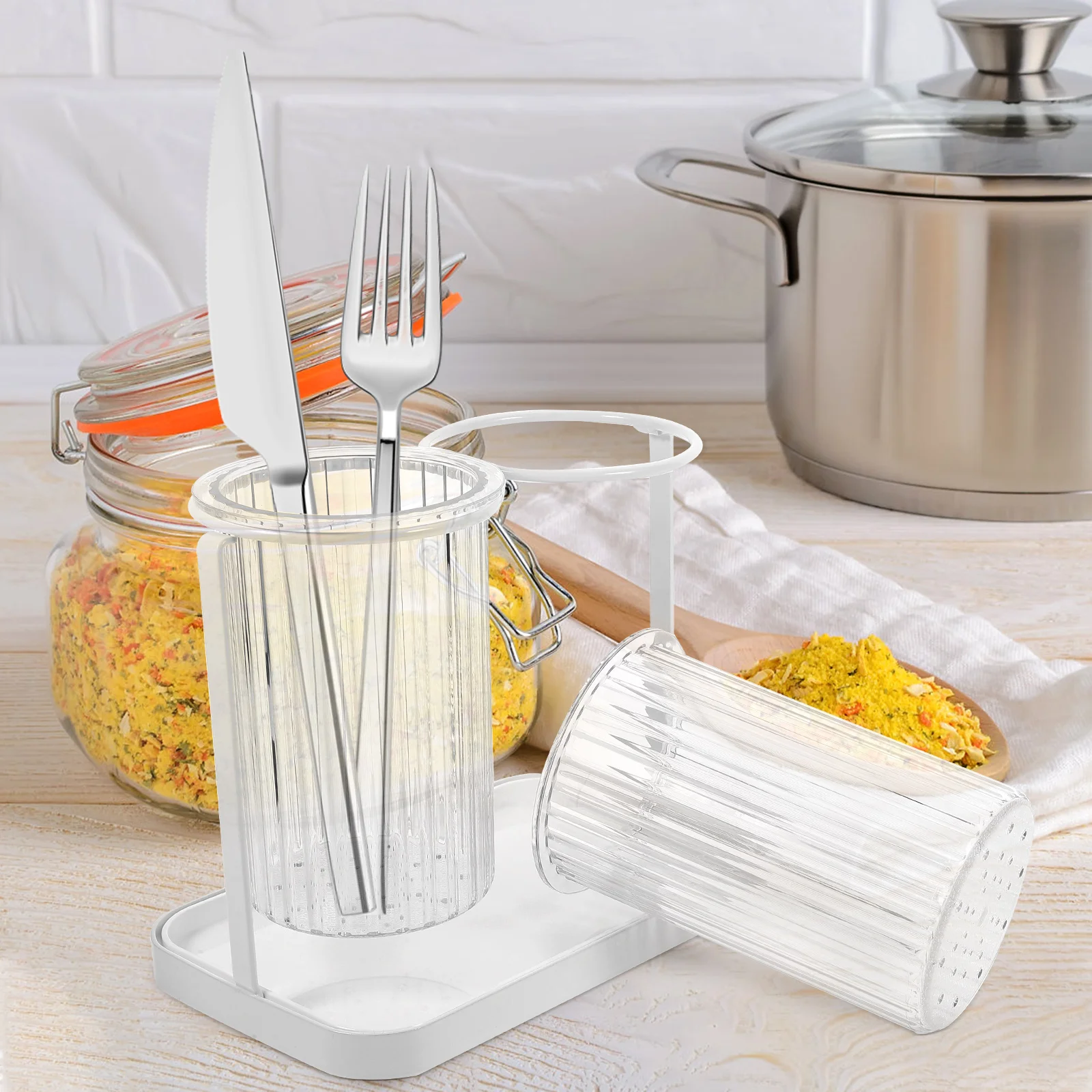 

European Style Chopstick Cage Holders Cutlery Storage Rack Drying Tray Kitchen Spoon Container Draining Hole Sturdy Material