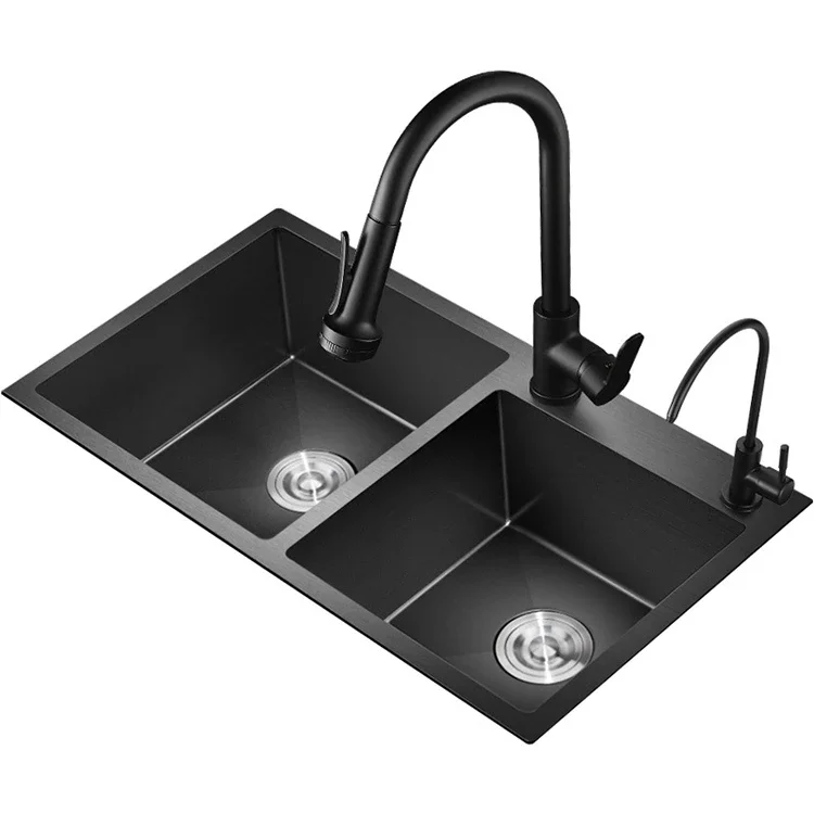 Wholesale 304 Stainless Steel Nano Black Kitchen Sink 7843 Smart Handmade Sink Kitchen Stainless Large