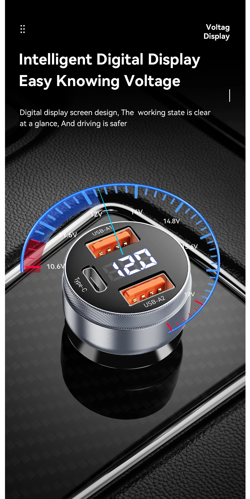 Essage 80W Car Charger USB Type C Dual Port USB Phone Charger PD Fast Charging For iPhone 13 Xiaomi Samsung iPad Laptops Tablets
