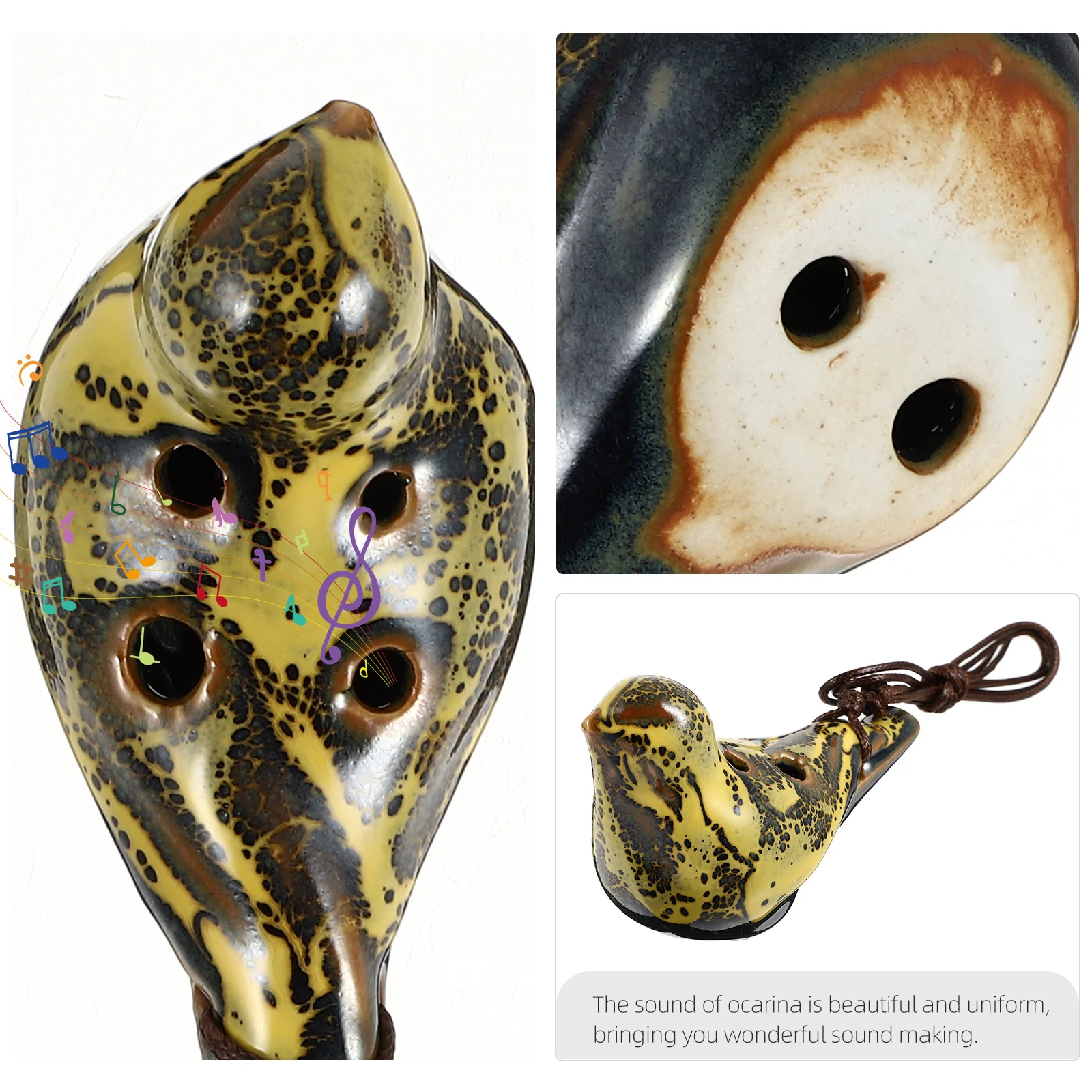 

6-Hole Ocarina Beginner Practice Wind Instrument White Porcelain Durable Children Gift Adorable Portable Musical Instrument