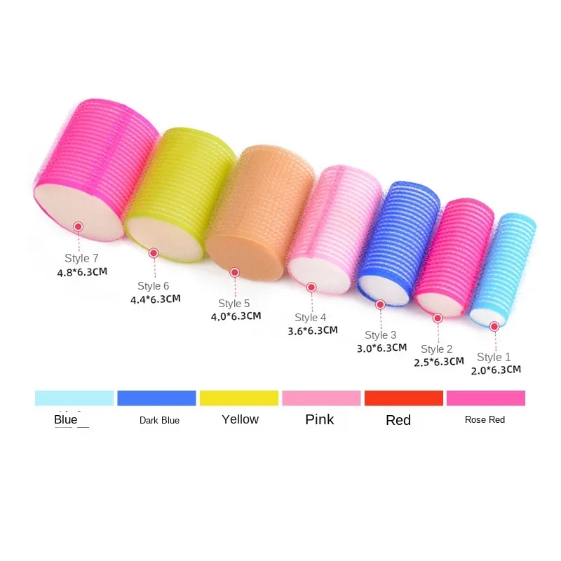 1/6Pc Sponge Hair Roller Set Self Grip No Heat Self-adhesive Curling Hairdressing Heatless Hair Curler Classic Styling Accessory