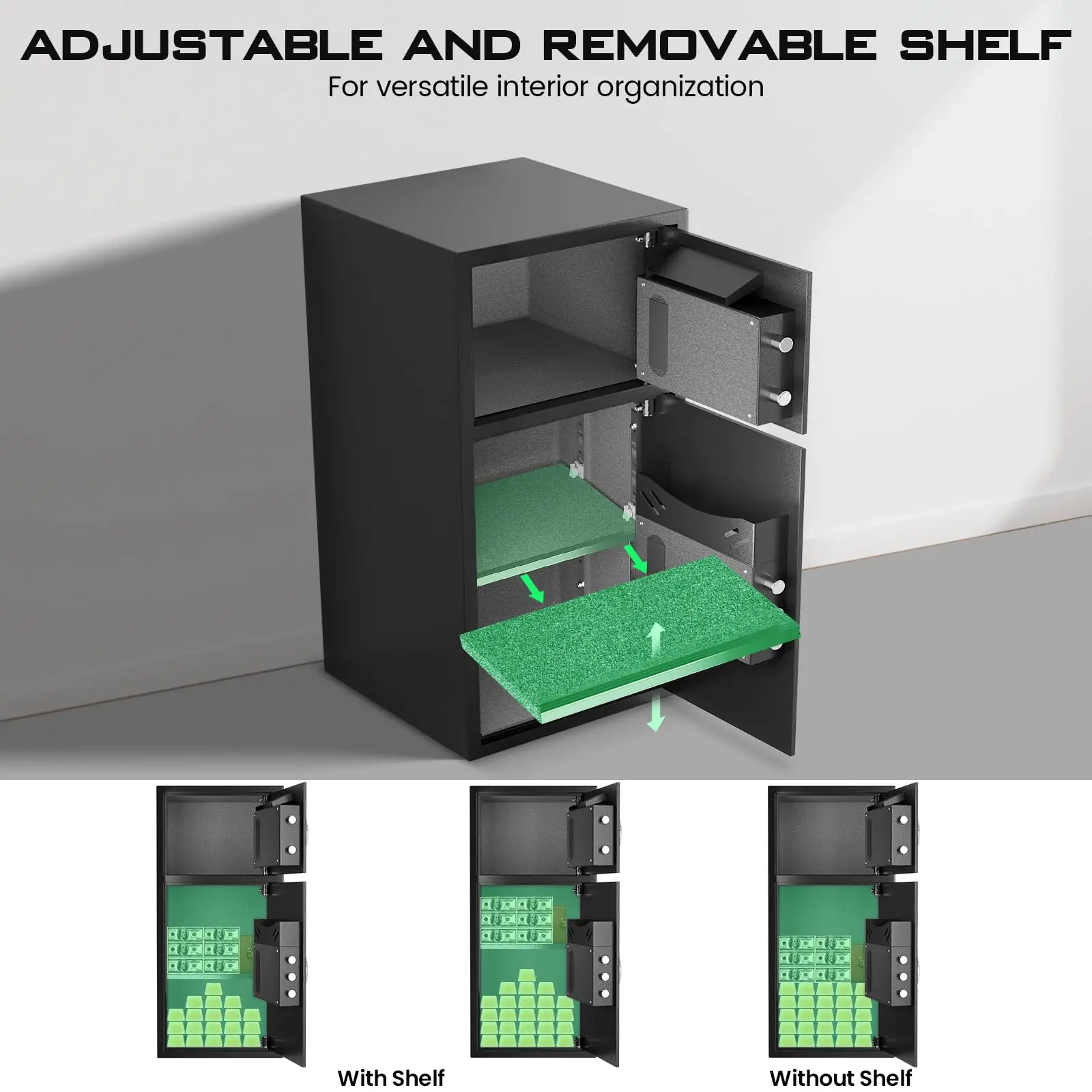 [2025 NEW] 6.0 Cub Fingerprint Money Safe with Drop Slot & Metal Deposit Storage Box, Large Home safe Fireproof Waterproof