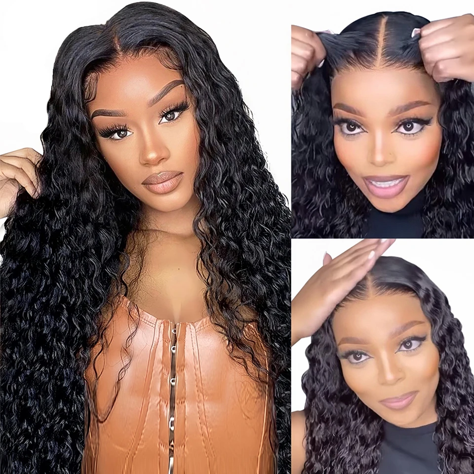 Wear Go Wig Mongolian Water Wave 6x4 Glueless Preplucked Human Wigs Ready To Go Pre Cut Lace Easy Install Curly HD Lace Wigs