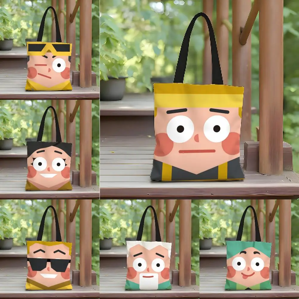 Storage Bags Canvas Shoulder Bag for Boys Girls Anime Crossbody Bags Students Handbag Cute Funny Abstract Character Avatar