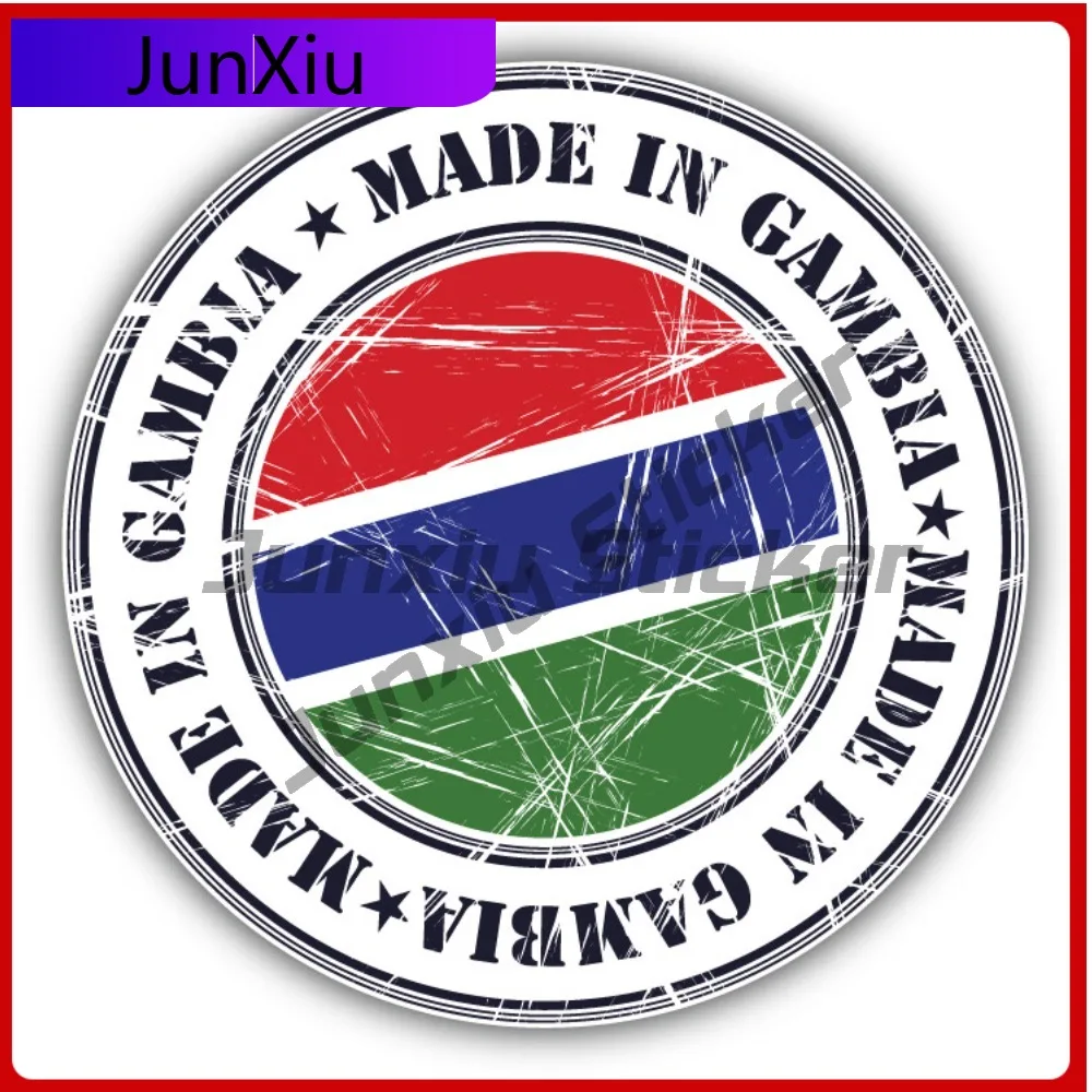 

Made In Gambia Grunge Flag Stamp Car Decal Bumper Stickers Anime Style Window Use For Rear Window Auto Styling Accessory Anti