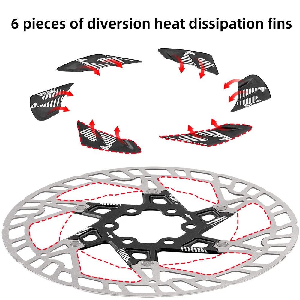 Велосипедный дисковый ротор 160 мм, шестипинный, аэродинамический, с 3D-ребрами для отвода тепла, из алюминия и высокоуглеродистой стали, сверхлегкий, для MTB, прочный