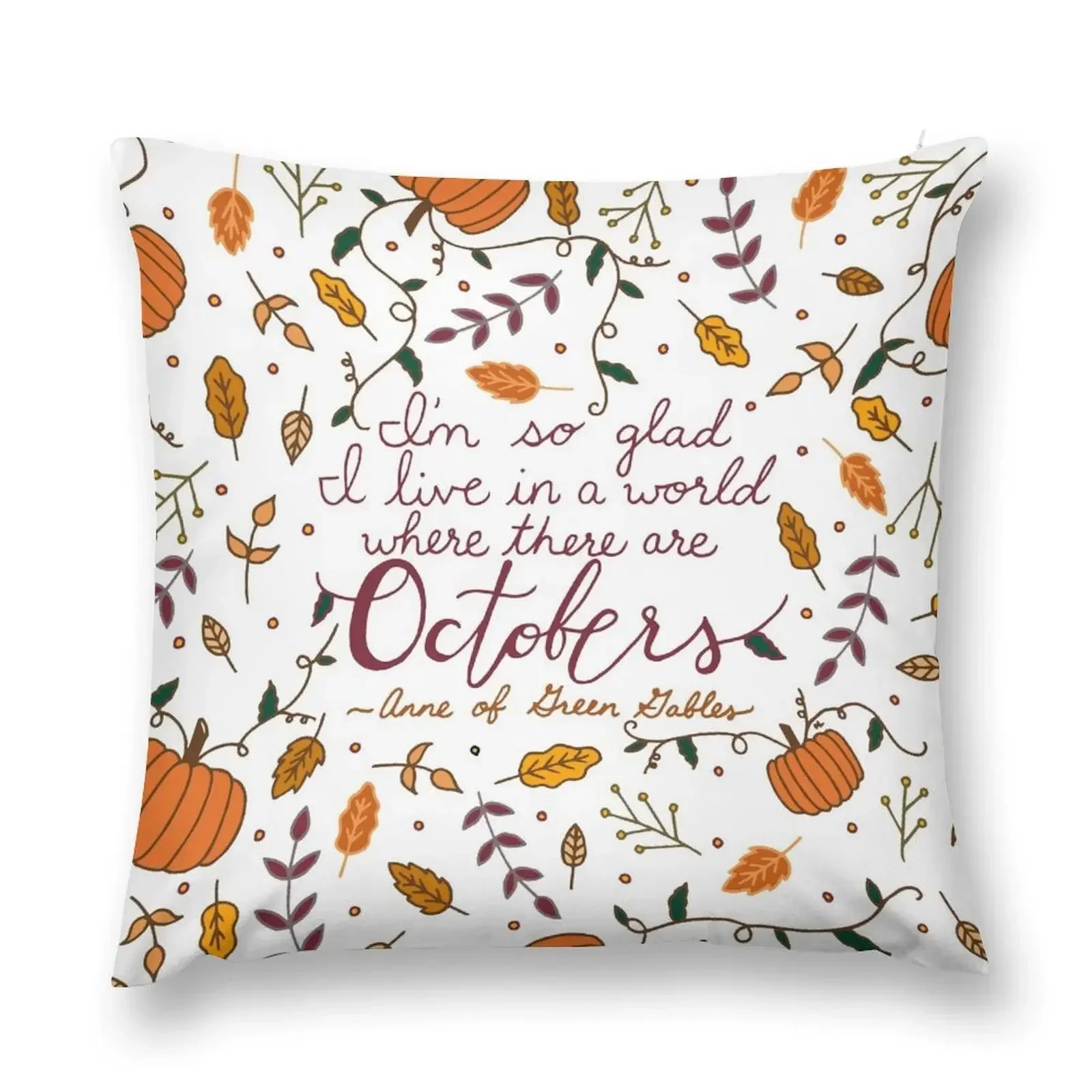 October Fall Autumn Quote Typography Throw Pillow sleeping pillows christmas pillowcases Pillowcases For Pillows pillow