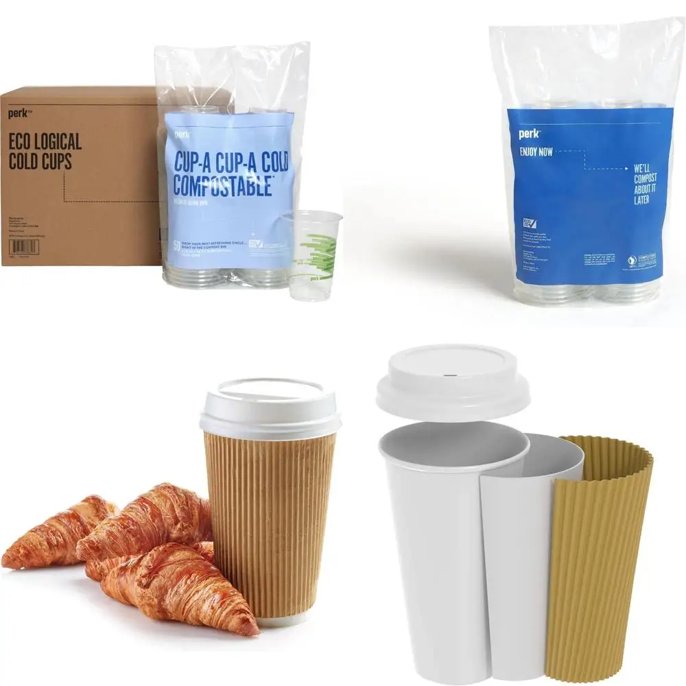 

Compostable 16 Oz Clear/Green Cold Cups - 600 Pack for Eco-Friendly Beverage Service