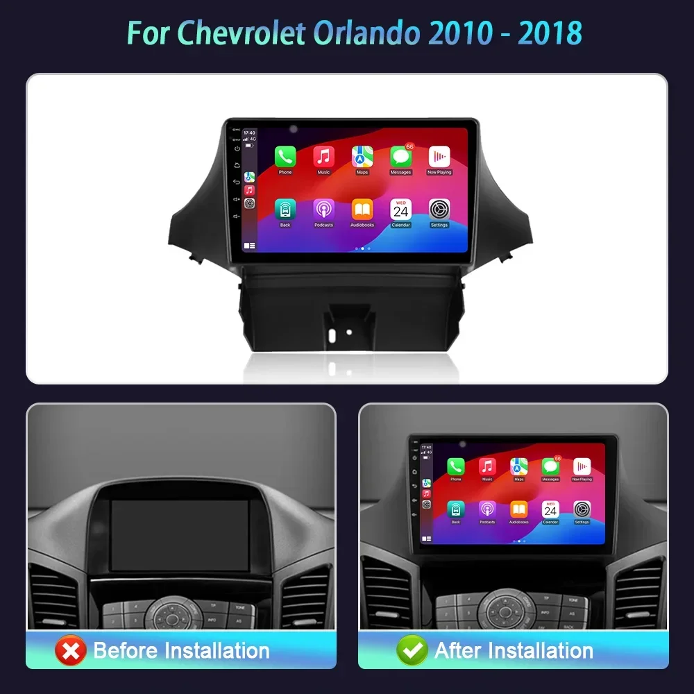 Android 14 Multimedia Navigation Wireless Carplay Stereo Head Unit Screen Car Radio For Chevrolet Orlando 2010-2018