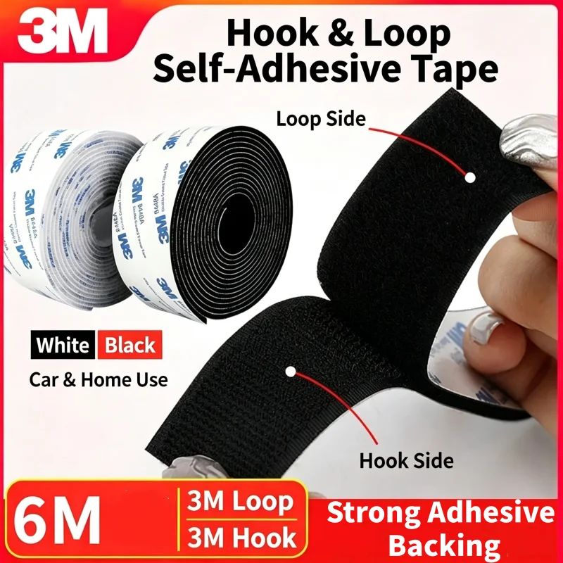 3M Hook and Loop Tape with Strong Adhesive Backing, High-Viscosity Traceless Self-Adhesive Double-Sided Tape for Car Floor Mats