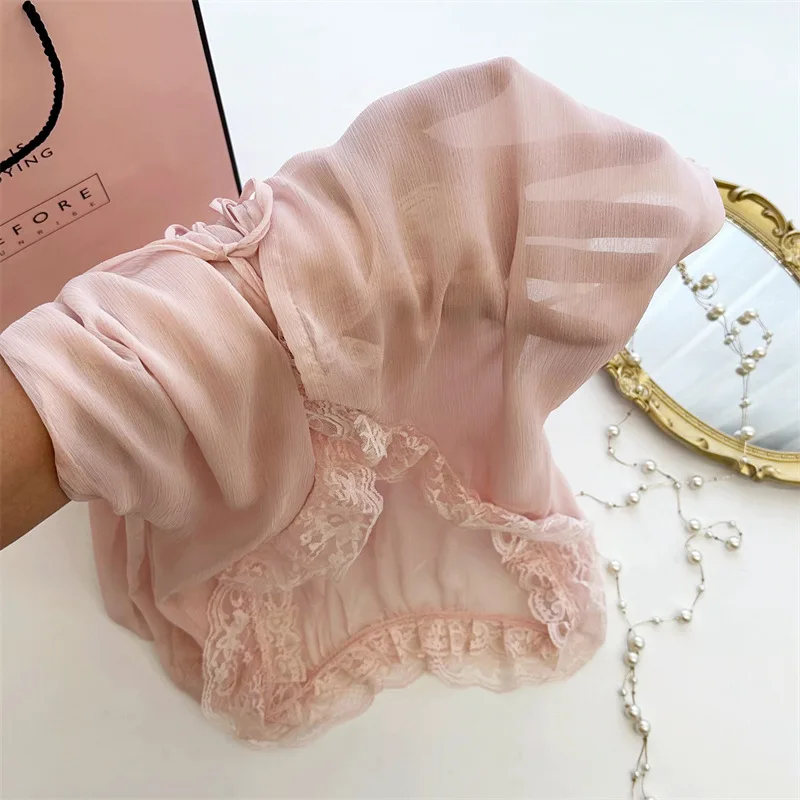 Fairy Princess Style Robe Set Elegant Nightgown Spaghetti Strap Female Stain Sleepwear Mesh Kimono Bathrobe Butterfly Nightdress