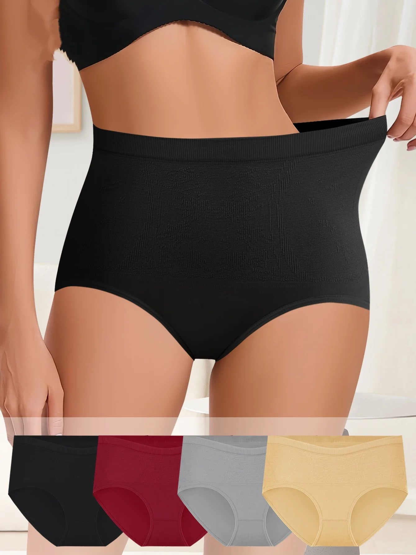 

3 шт./компл. женские трусы с высокой талией, женские бесшовные трусы с подтяжкой бедер, удобные дышащие трусы с контролем живота