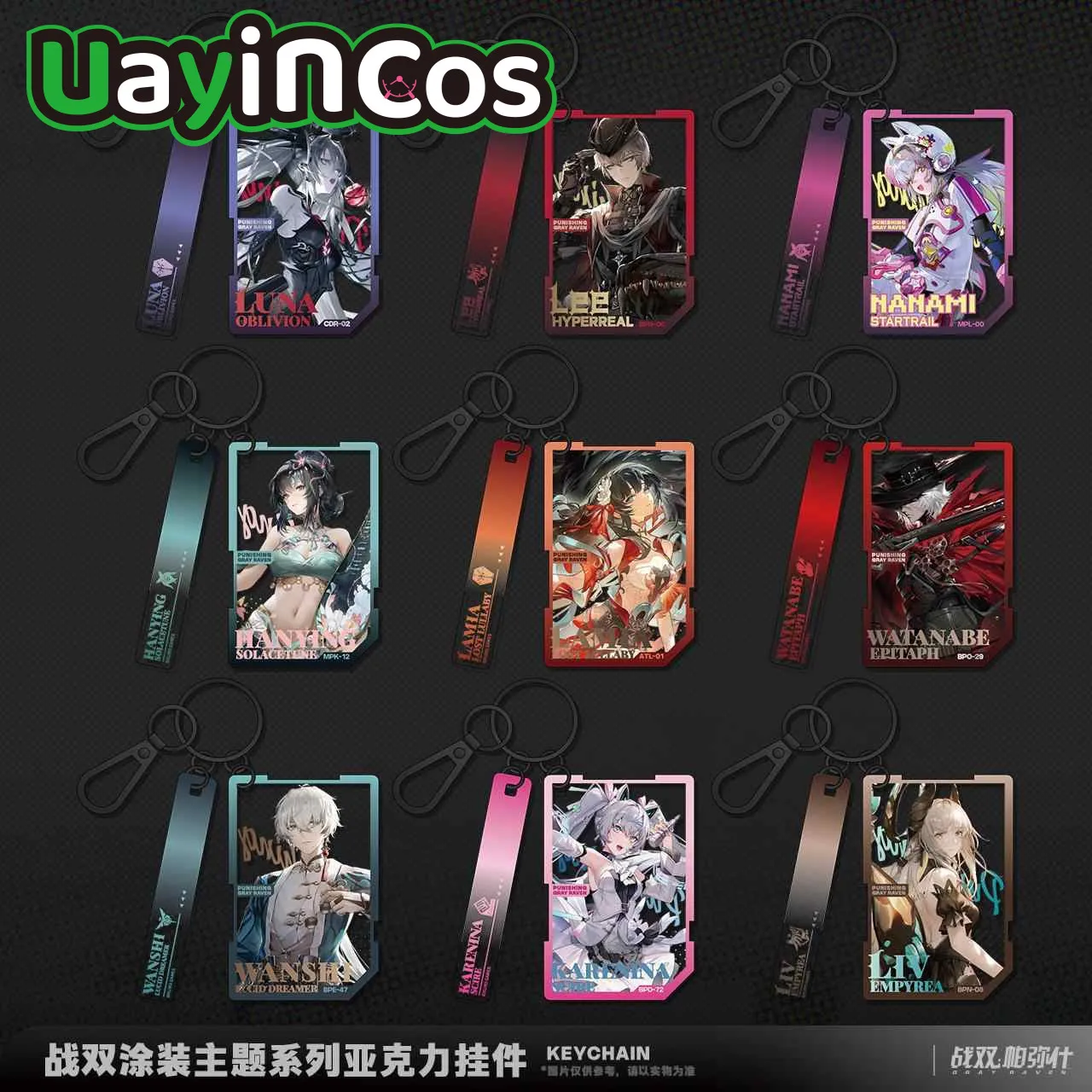 Official Original GRAY RAVEN：PUNISHING Lee Wanshi Luna Acrylic Keychain Pendant Bag Game Doll Accessories Anime Figure Toy Kids