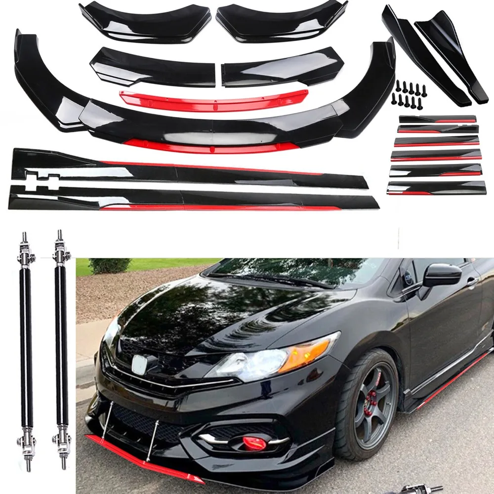 

For Honda Civic Front Rear Bumper Spoiler Body Kit Splitter Side Skirt Glossy United States