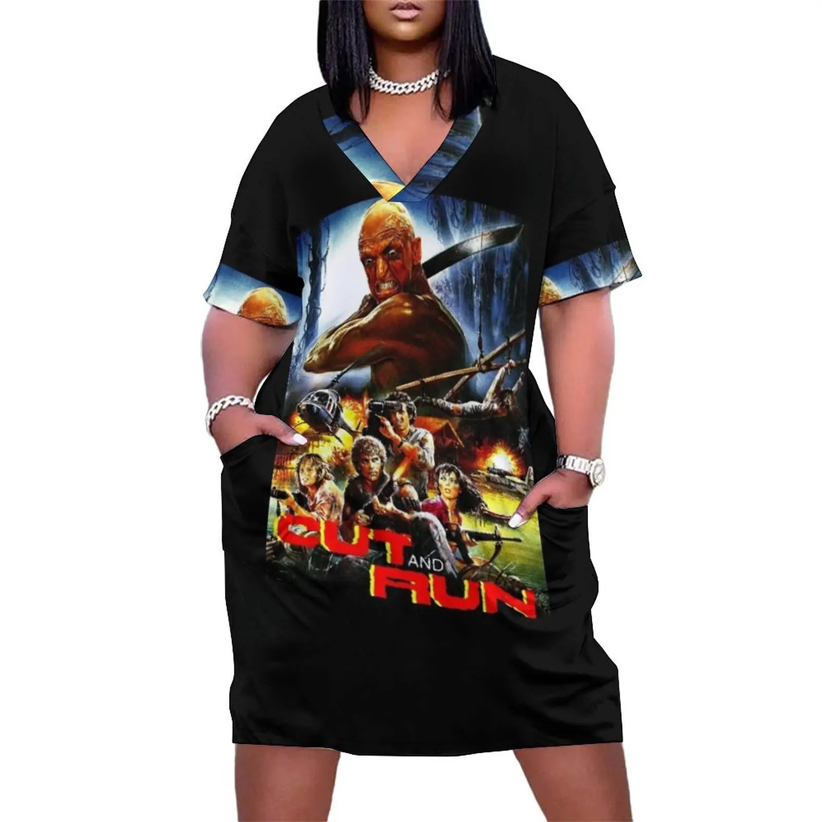 

Cut and Run Movie Poster Loose Pocket Dress Woman fashion womens dress Long dress woman